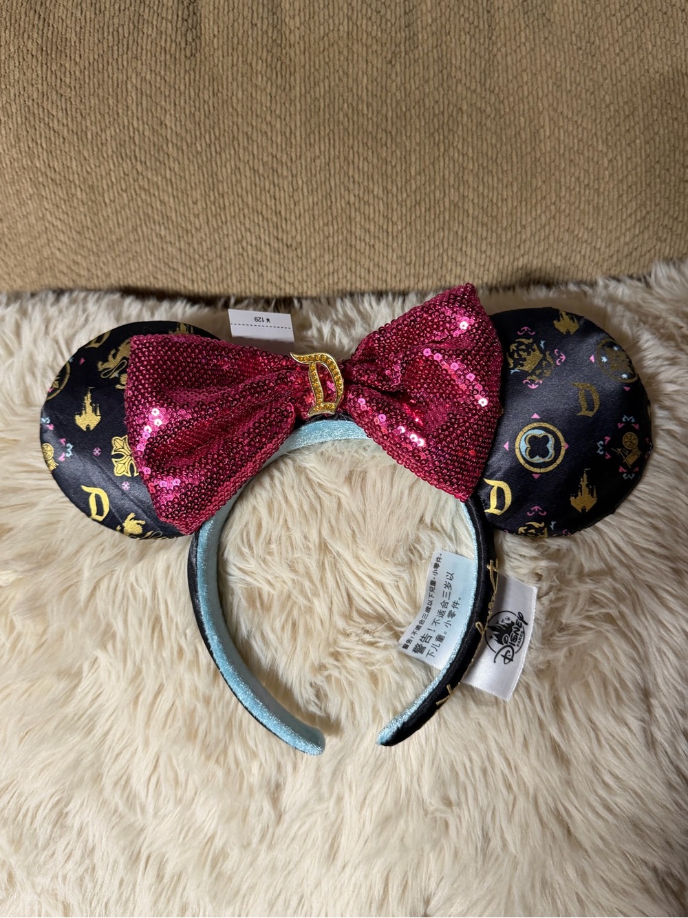 Disneyland pink sequin bow Mickey ears